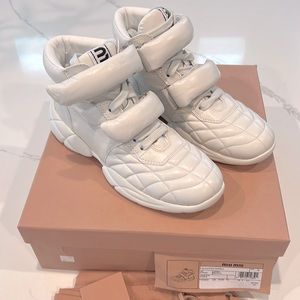 NWT! Authentic! Miu Miu leather high top sneakers